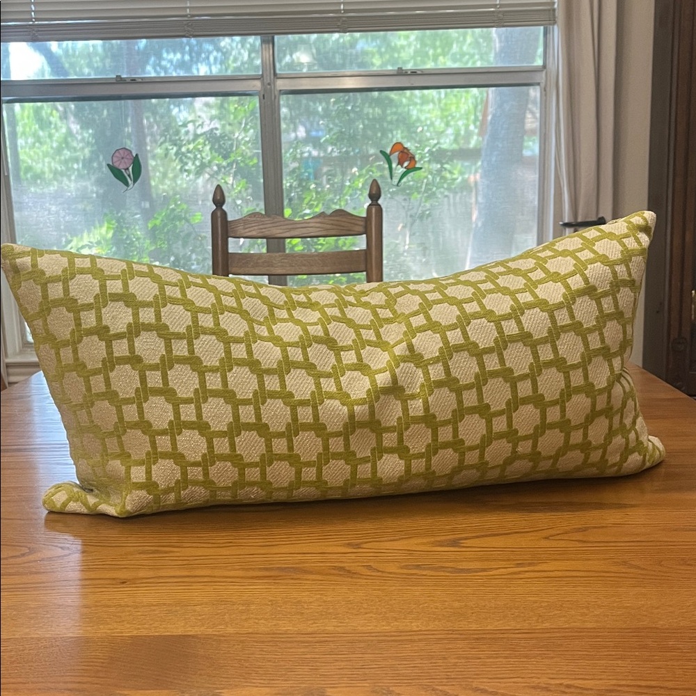 Vintage Down Green Geometric Lumbar Pillow